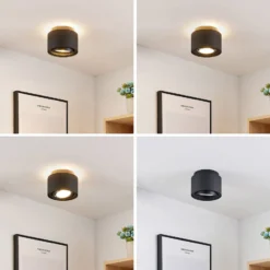 Arcchio Deckenlampe Walisa, rund, schwarz, Alu, 3er-Set