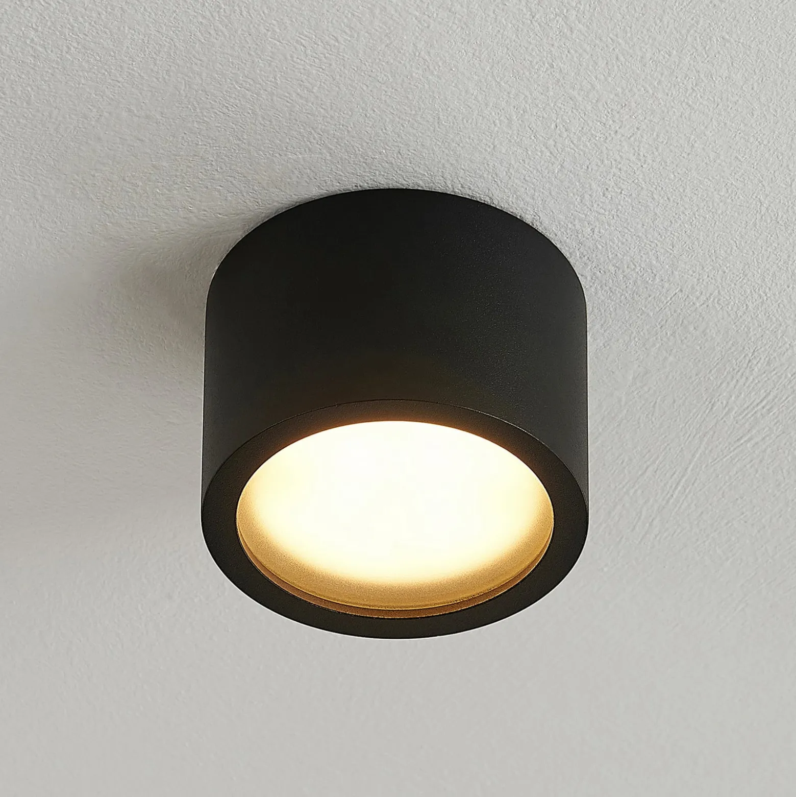 Arcchio Downlight Nieva, GX53, schwarz, rund, Ø 10cm, Metall