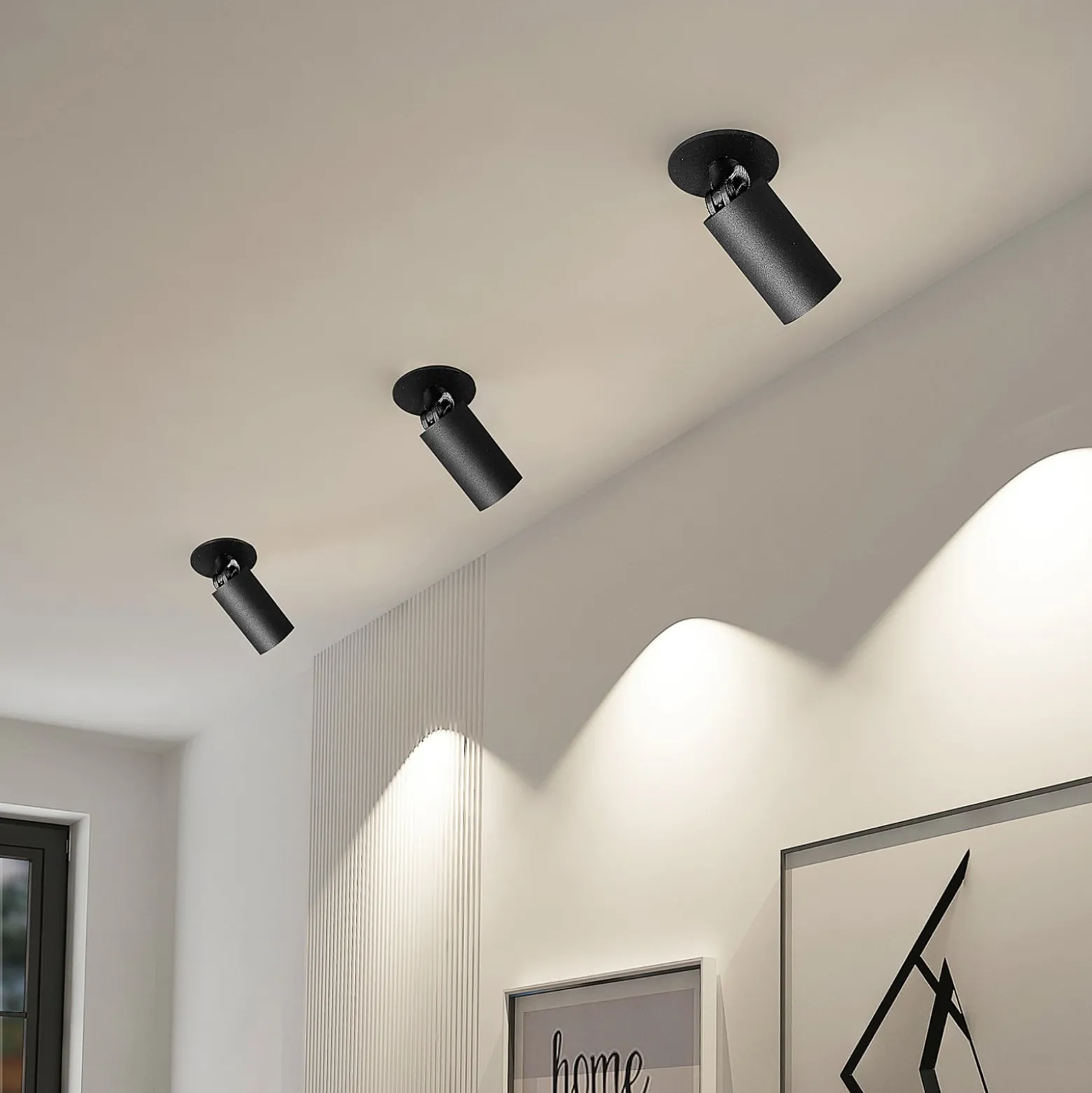 Arcchio Einbaustrahler Davin, schwarz, Zylinder, 3er-Set