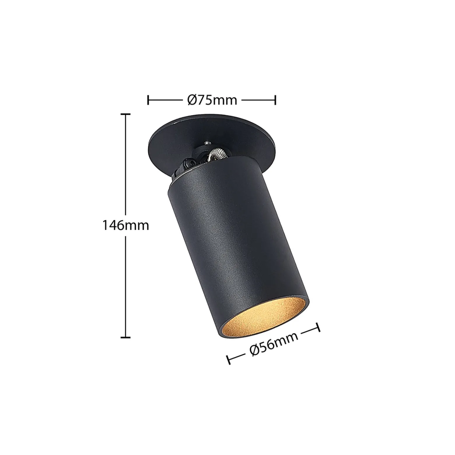 Arcchio Einbaustrahler Davin, schwarz, Zylinder, 3er-Set