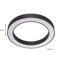 Arcchio LED-Deckenleuchte Sharelyn, Ø80 cm, schwarz, dimmbar