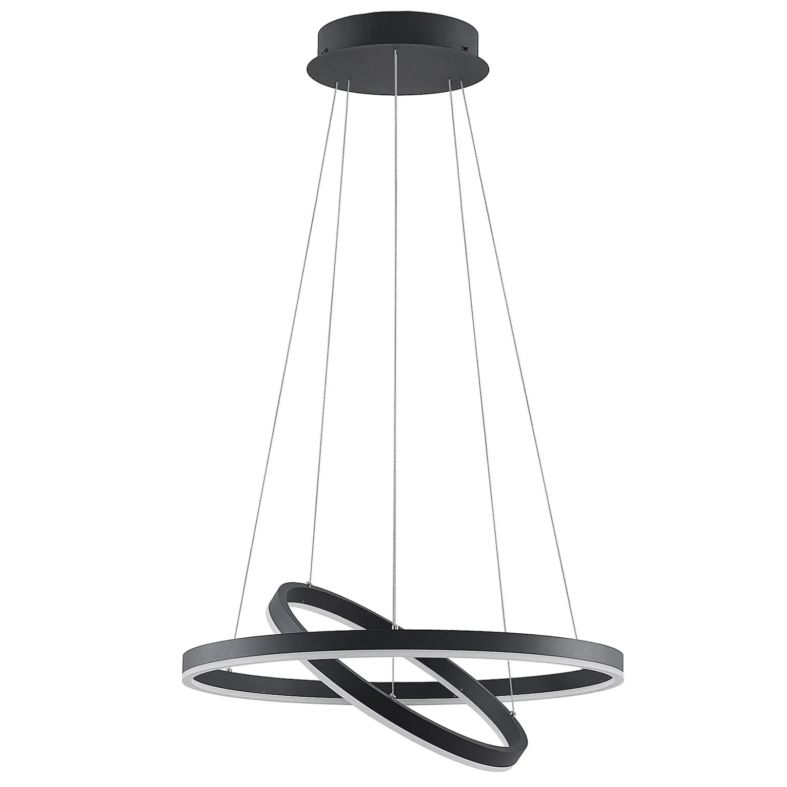 Arcchio LED-Hängeleuchte Albiona, schwarz, 2 Ringe, Ø 60 cm