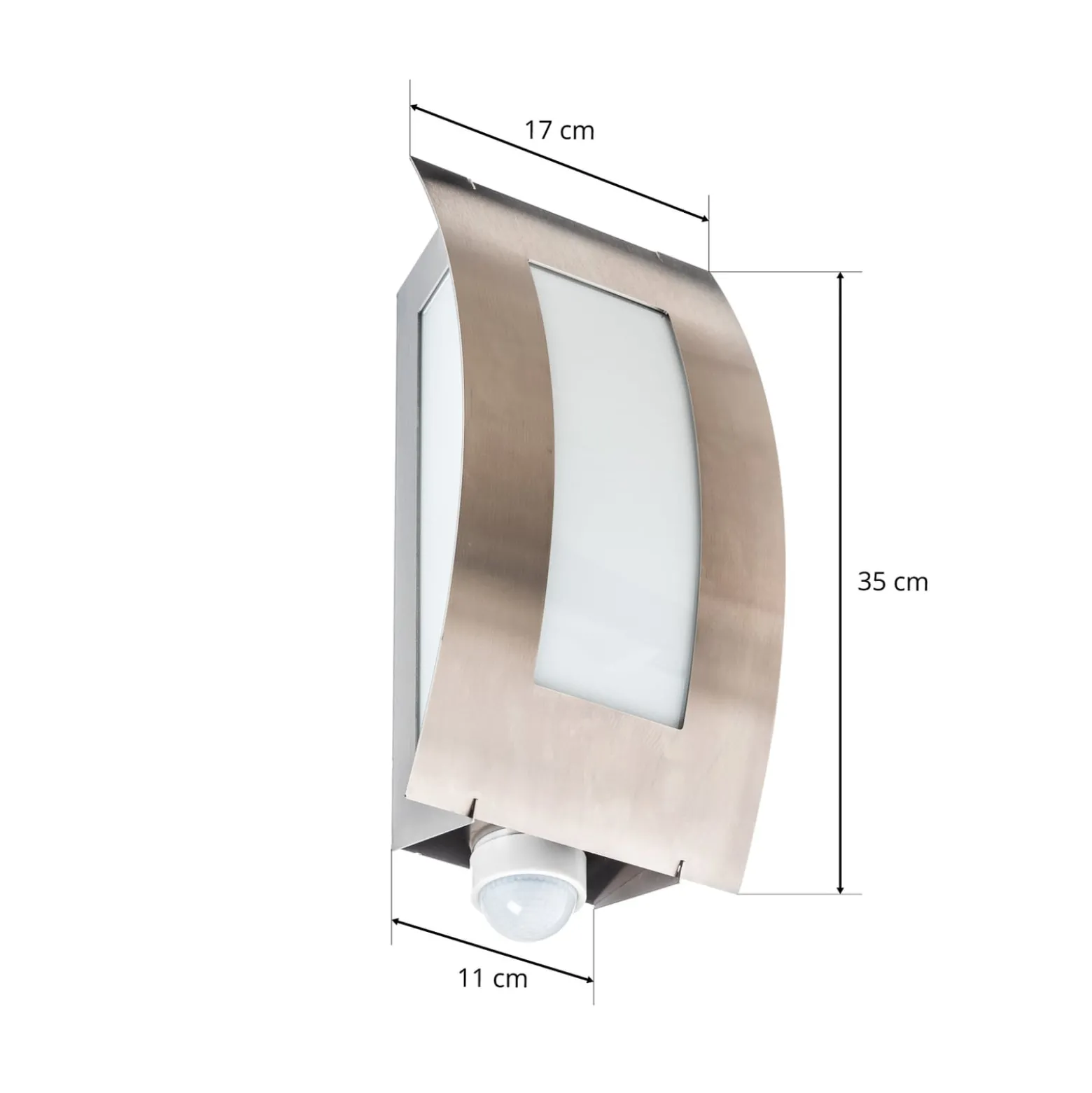 Außenwandlampe Quadrat aus Edelstahl mit Sensor