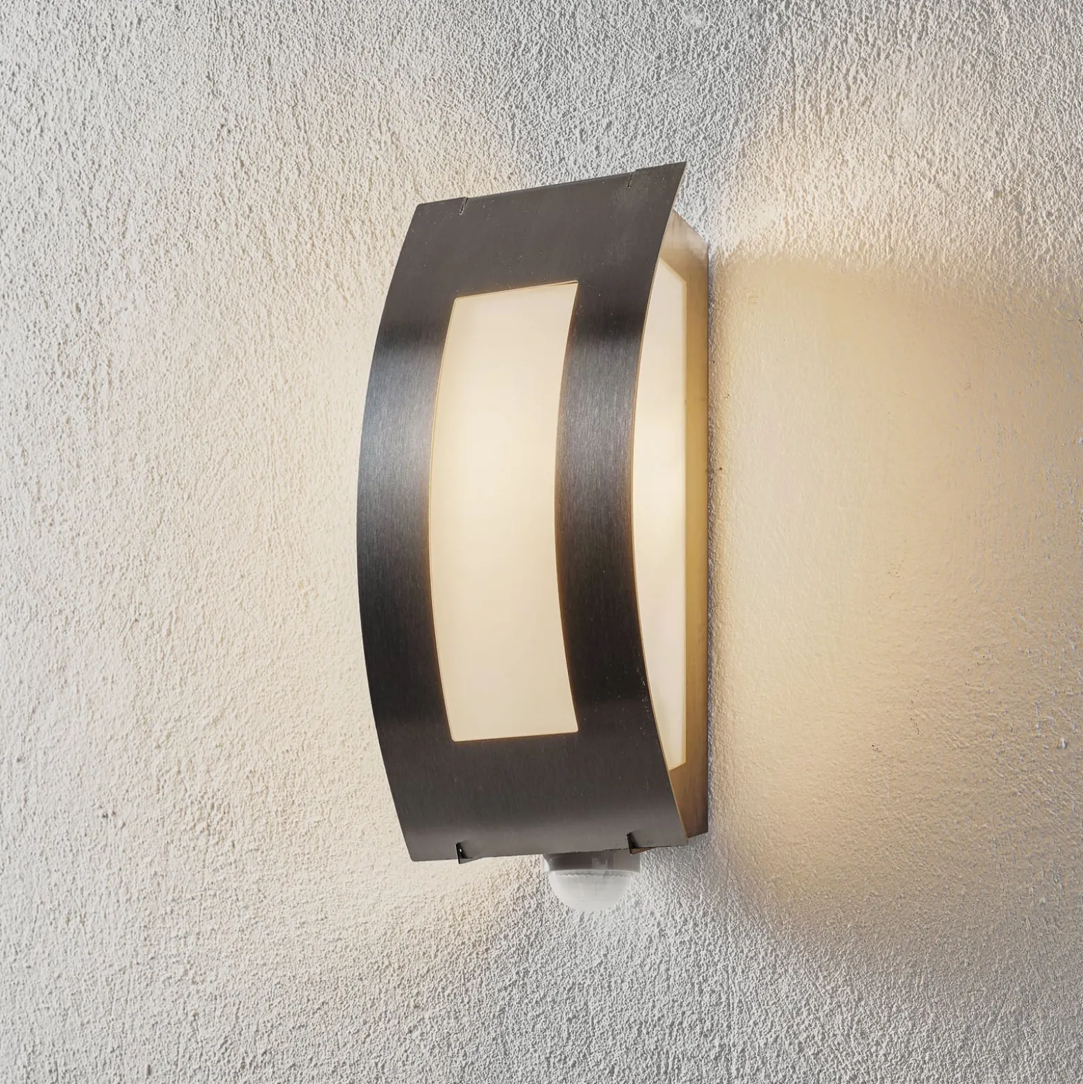 Außenwandlampe Quadrat aus Edelstahl mit Sensor