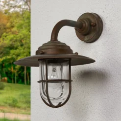 Außenwandleuchte Antique mit Gitter, Glas klar