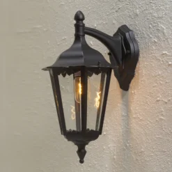 Außenwandleuchte Firenze, schwarz, Fassung unten, 48 cm