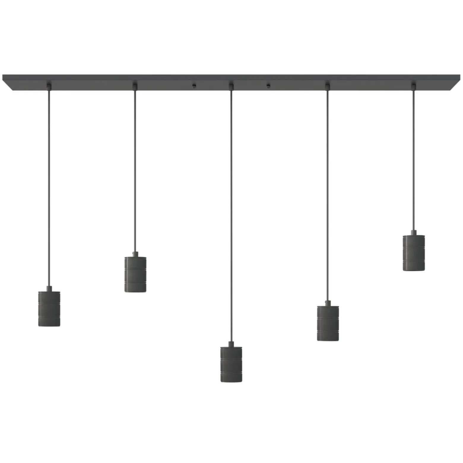 Calex Retro Pendelleuchte, eckig, 5-flg., schwarz
