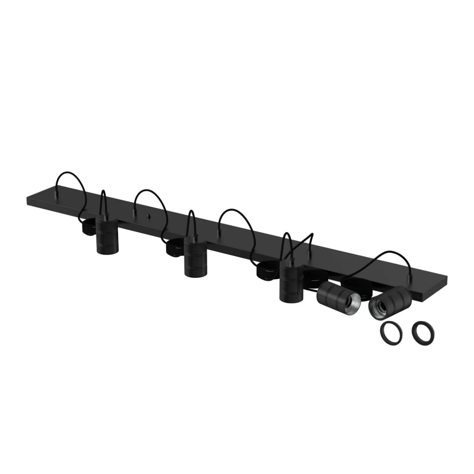 Calex Retro Pendelleuchte, eckig, 5-flg., schwarz