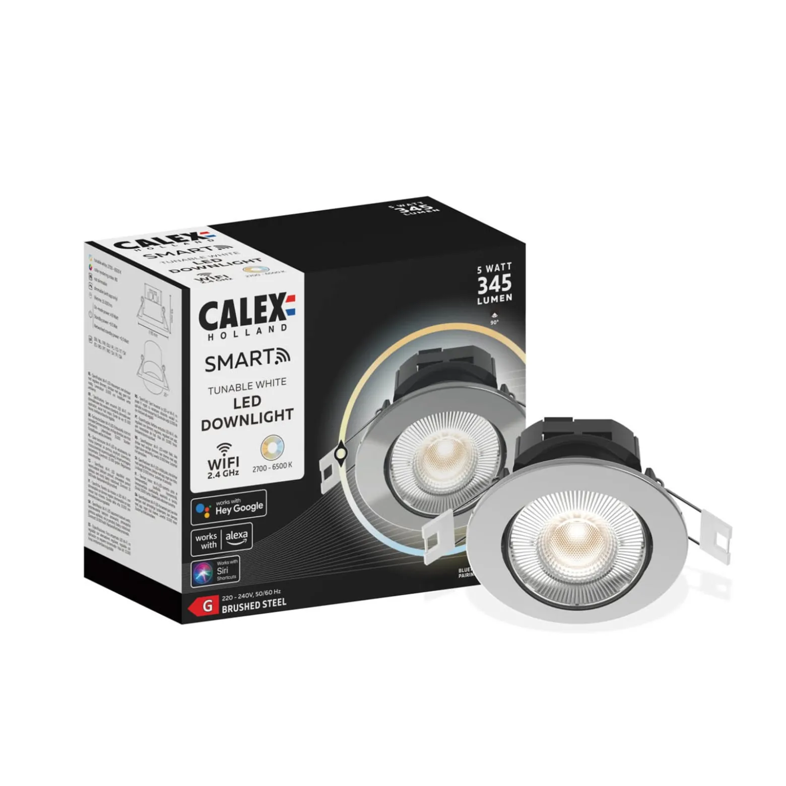 Calex Smart Downlight Deckeneinbauleuchte, stahl
