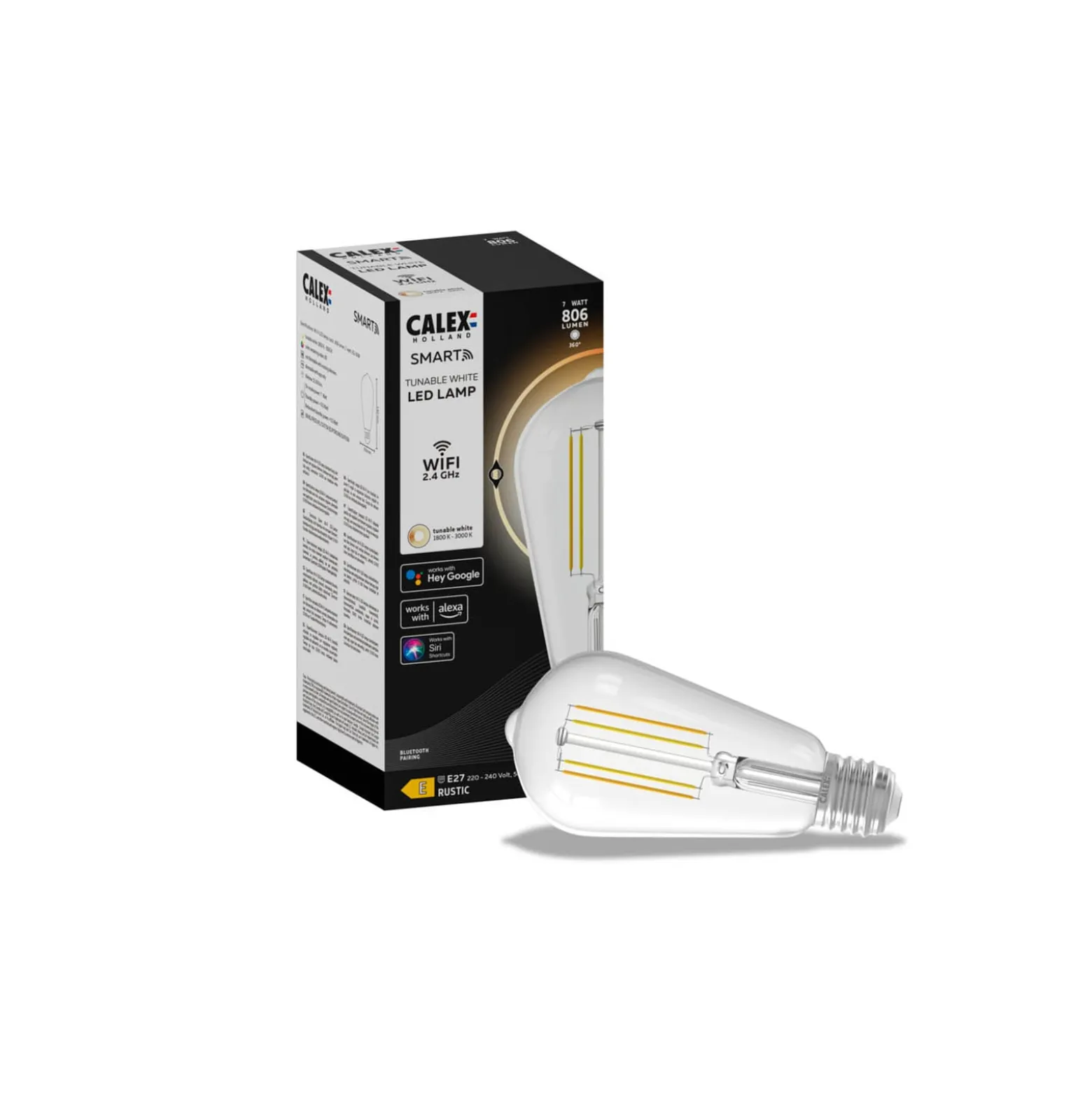 Calex Smart E27 ST64 LED 7W Filament 1800-3000K