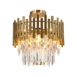 Deckenlampe Aspen, Metall goldfarben, Glaskristalle, Ø 45 cm