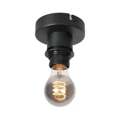Deckenlampe Bloeba, schwarz, Ø 25 cm, Leinen/Metall