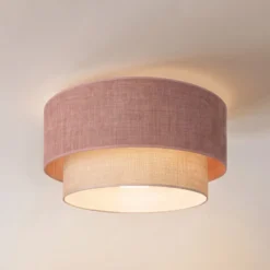 Deckenlampe Boho, pink/beige, Ø 45 cm, Textil, E27