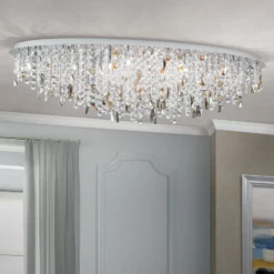 Deckenlampe Crystalriver mit Kristallbehang chrom