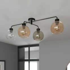 Deckenlampe Cubus vierflammig klar/bernstein/grau