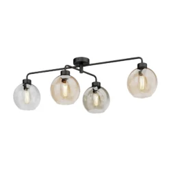 Deckenlampe Cubus vierflammig klar/bernstein/grau