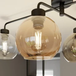 Deckenlampe Cubus vierflammig klar/bernstein/grau