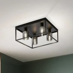 Deckenlampe Iska mit Rahmen, vierflammig
