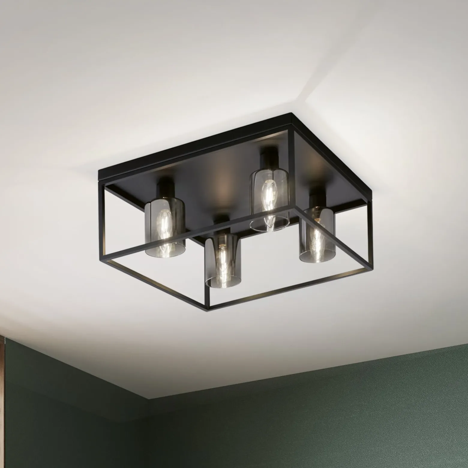 Deckenlampe Iska mit Rahmen, vierflammig