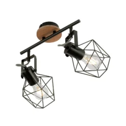 Deckenlampe Jaro justierbar schwarz/holz 2-flammig