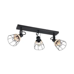 Deckenlampe Jerome, Länge 62 cm, 3-flg., schwarz matt Metall