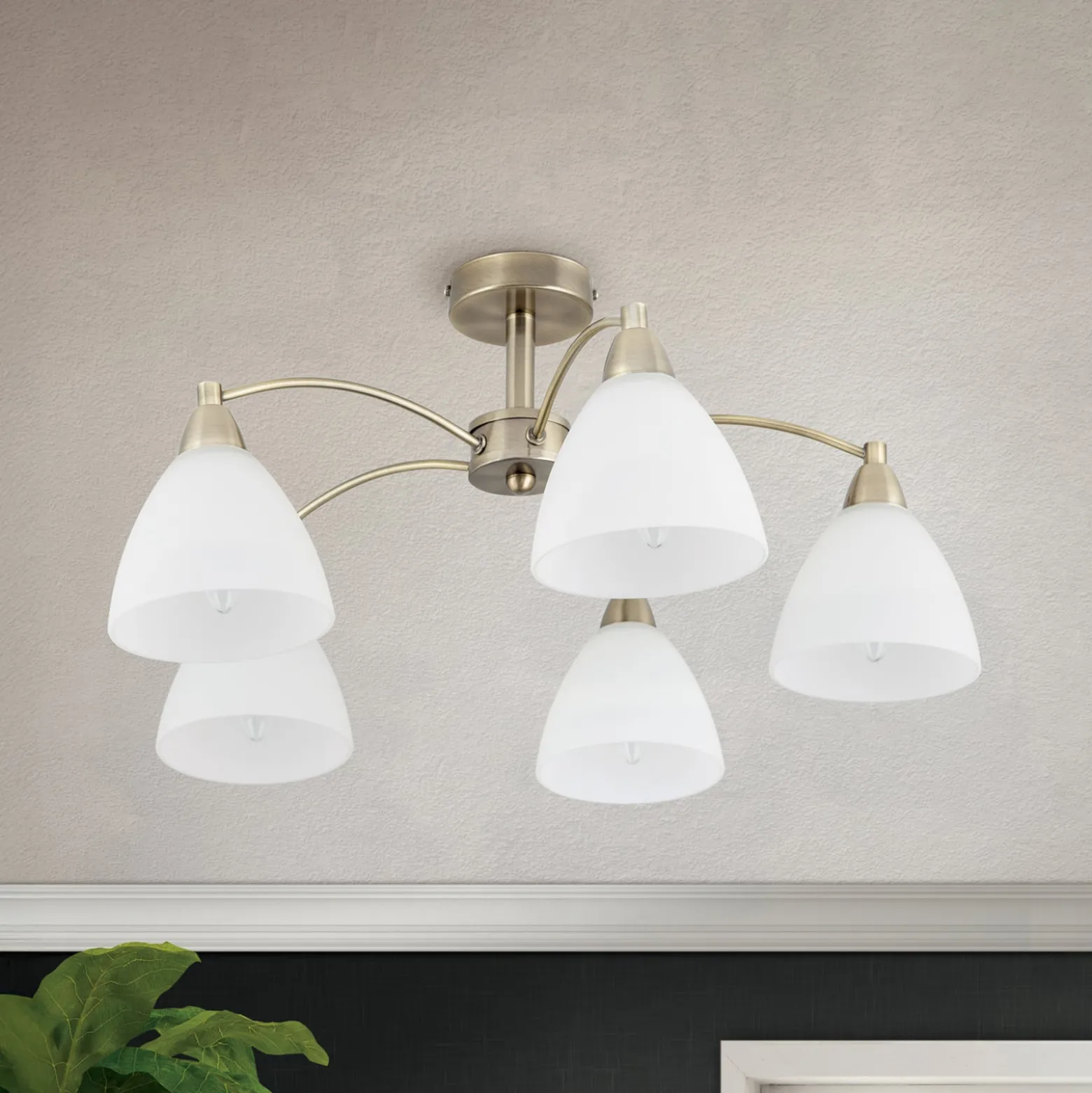 Deckenlampe Kinga, altmessing, 5-flammig