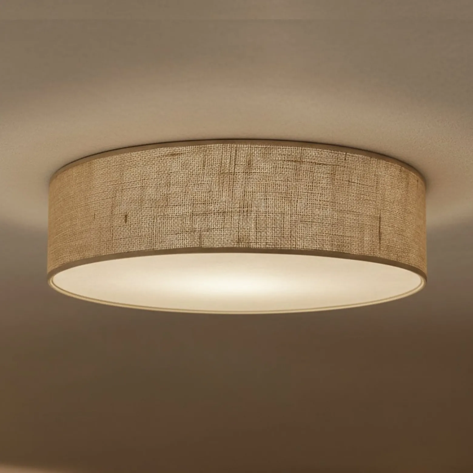 Deckenlampe Marshall, braun, Ø 50 cm, Metall, Rattan
