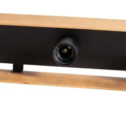 Deckenlampe Miluza, schwarz/braun, Länge 76 cm, Holz, 4-flg.