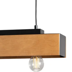Deckenlampe Miluza, schwarz/braun, Länge 76 cm, Holz, 4-flg.