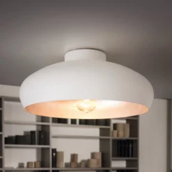 Deckenlampe Mogano aus Metall, Ø40cm, weiß