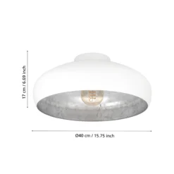 Deckenlampe Mogano aus Metall, Ø40cm, weiß
