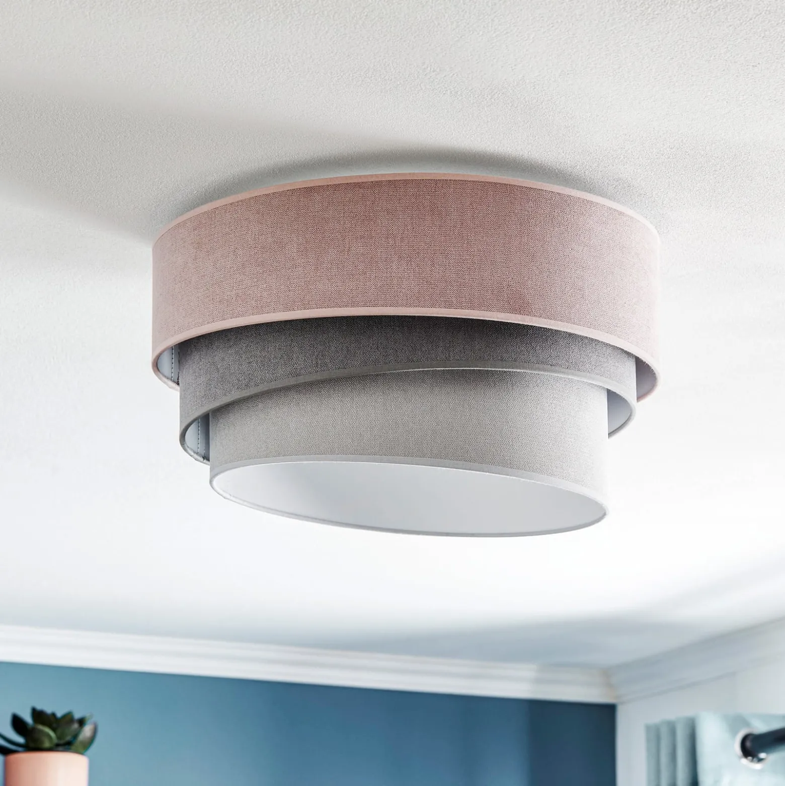 Deckenlampe Pastell Trio Ø 45cm pink/grau/hellgrau