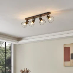 Deckenlampe Sambatello, vierflammig, braun/silber