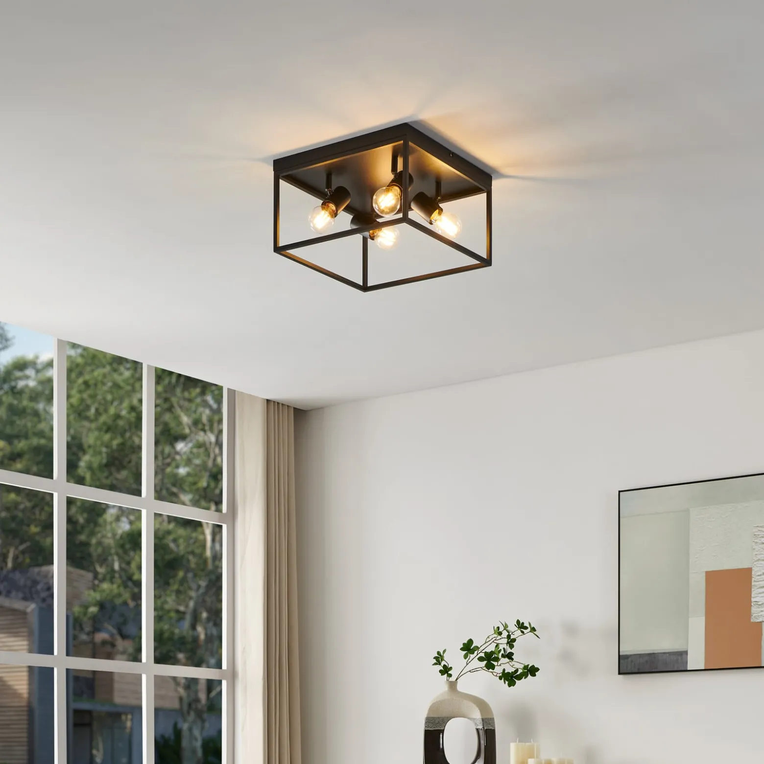 Deckenlampe Silentina vierflammig, 36x36cm