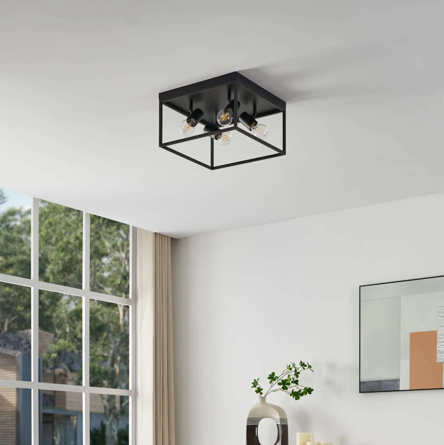 Deckenlampe Silentina vierflammig, 36x36cm