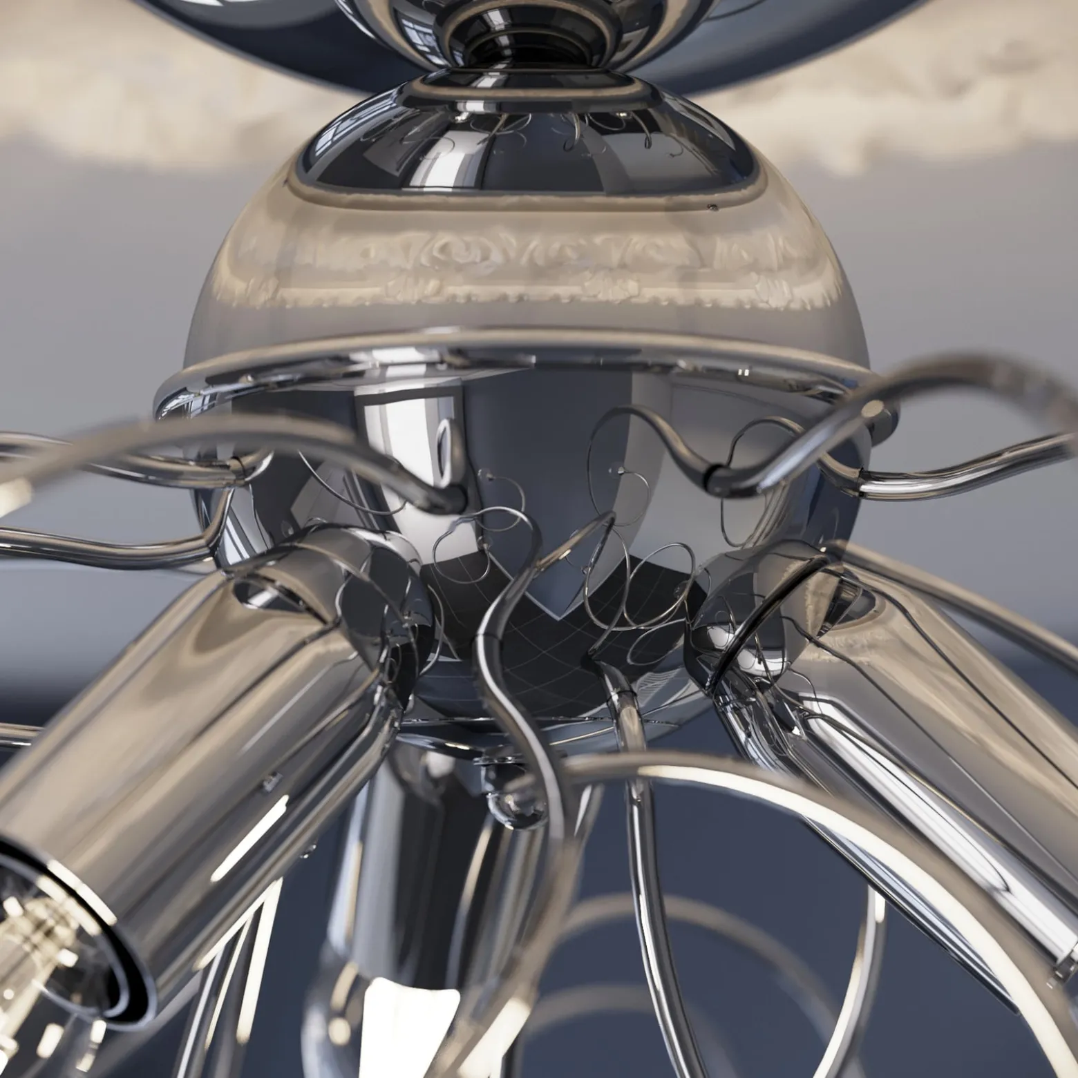 Deckenlampe Trilly in Chrom mit Kristallen, 3fl.