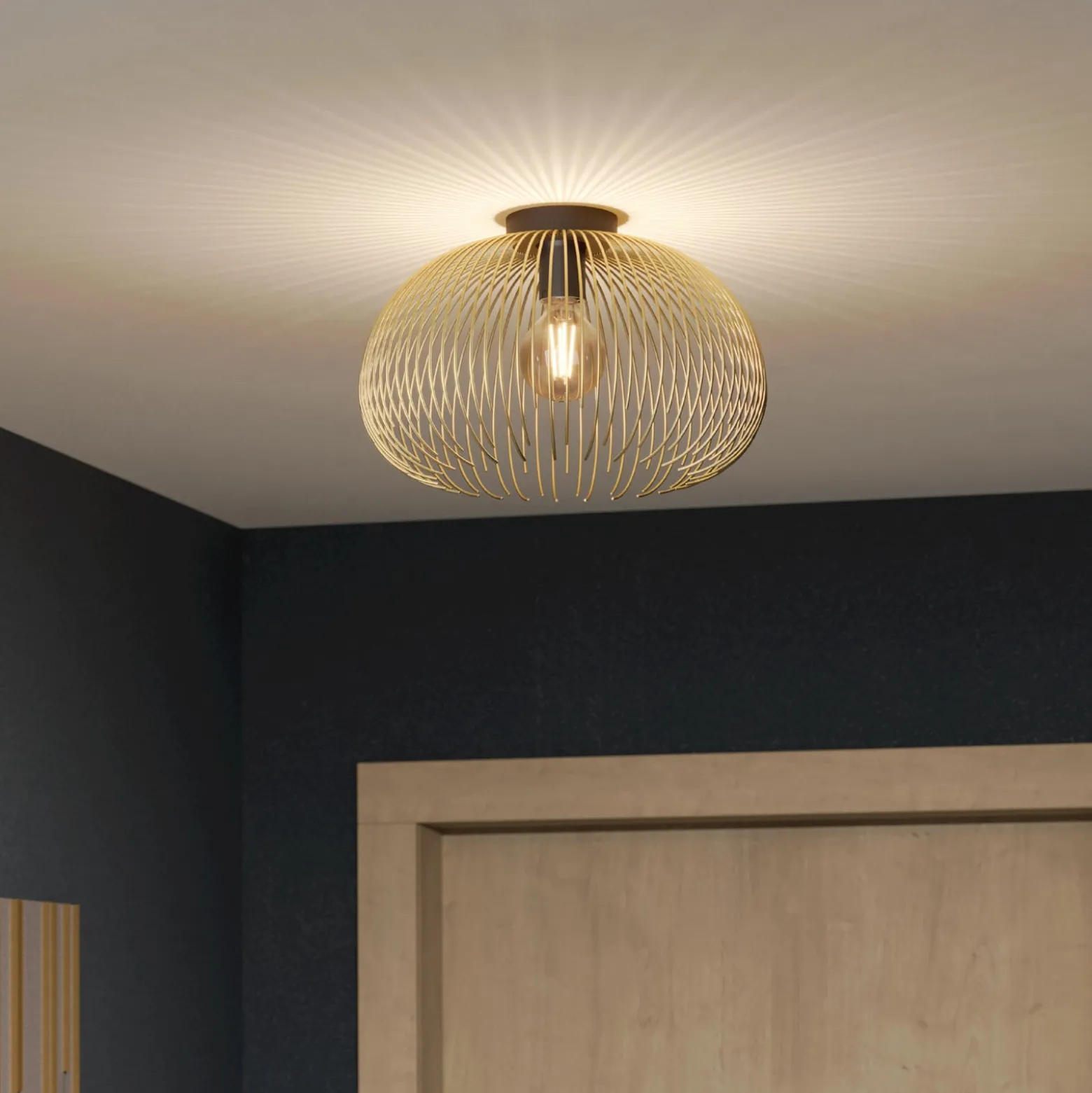 Deckenlampe Venezuela, Schirm aus goldenen Stäben