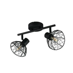 Deckenlampe Yako, schwarz matt, Länge 40 cm, 2-flg., Metall
