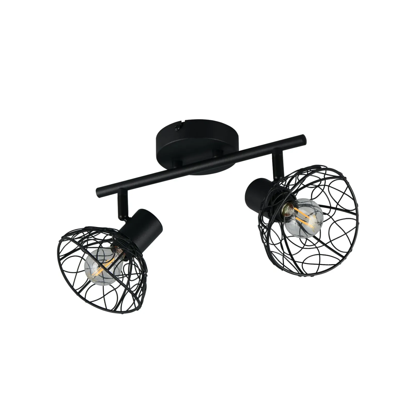 Deckenlampe Yako, schwarz matt, Länge 40 cm, 2-flg., Metall