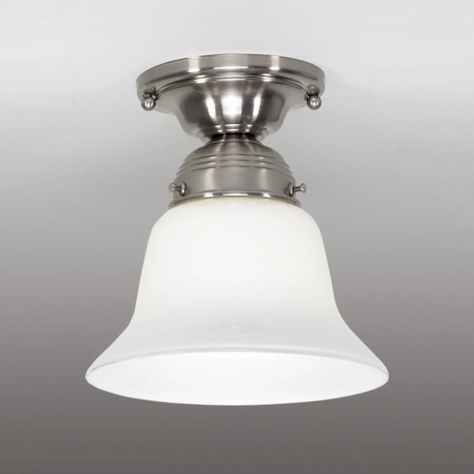 Deckenleuchte Alena in Nickel matt mit Glasschirm