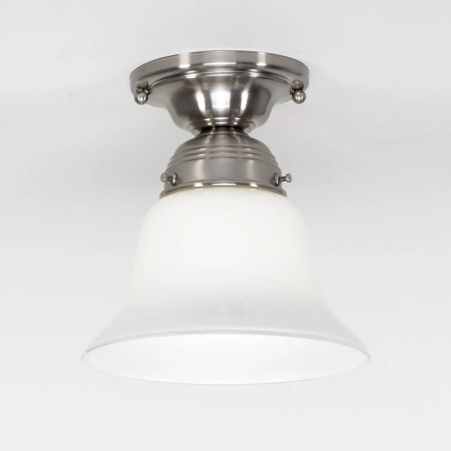 Deckenleuchte Alena in Nickel matt mit Glasschirm
