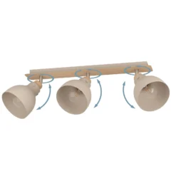 Deckenleuchte Arrecife sand/Holzoptik, dreiflammig