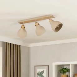 Deckenleuchte Arrecife sand/Holzoptik, dreiflammig