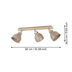 Deckenleuchte Arrecife sand/Holzoptik, dreiflammig