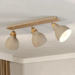 Deckenleuchte Arrecife sand/Holzoptik, dreiflammig