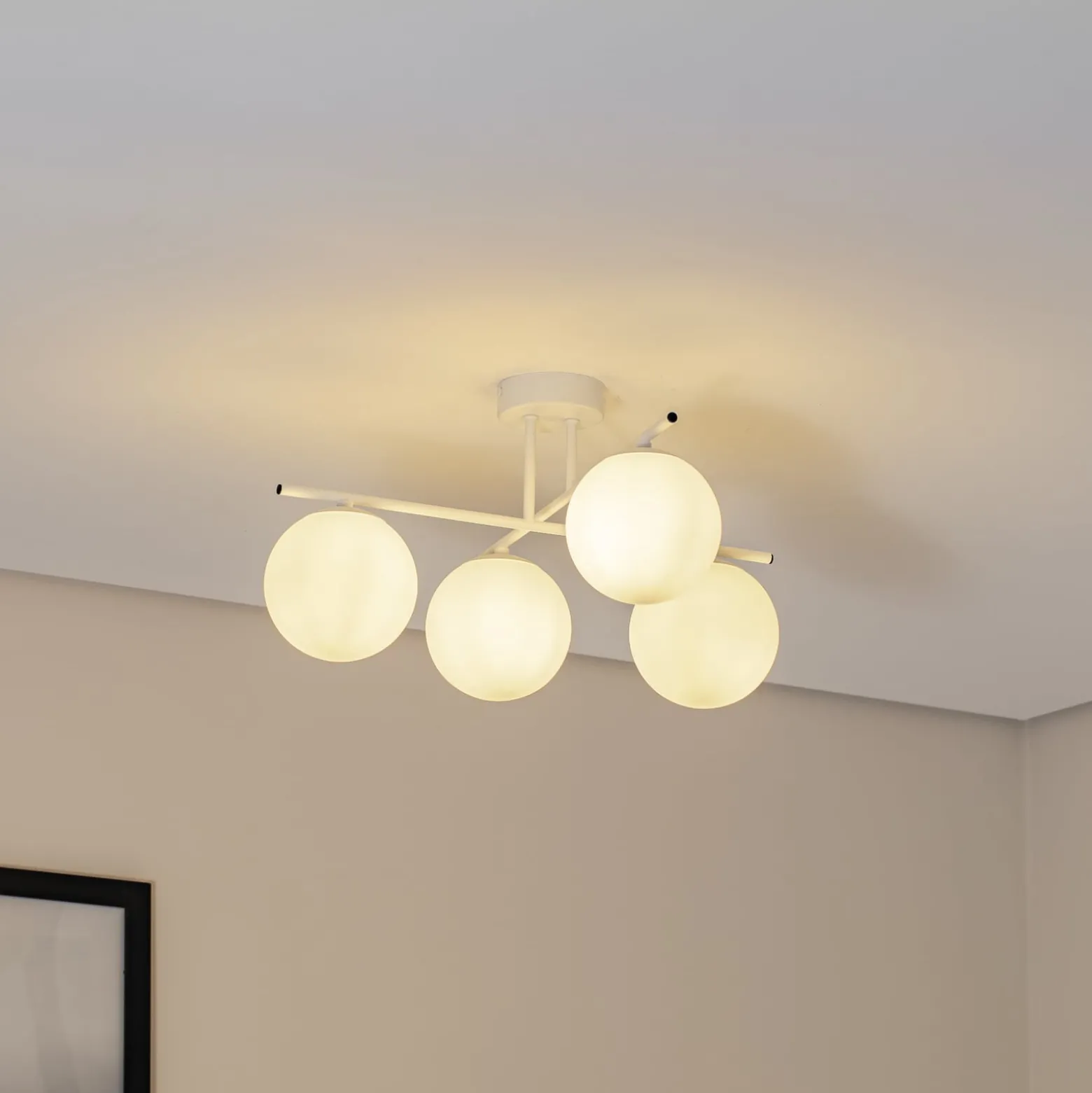 Deckenleuchte Aurora, weiß, Ø 50 cm, 4-flammig, Glas, E14