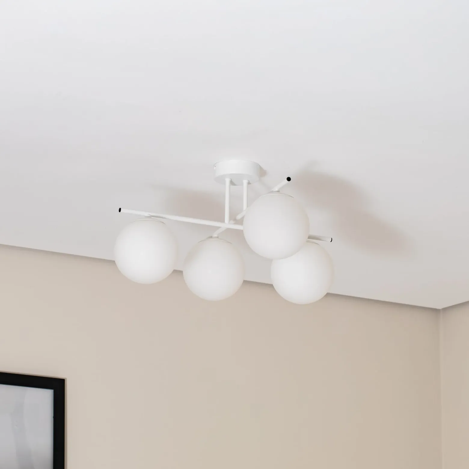 Deckenleuchte Aurora, weiß, Ø 50 cm, 4-flammig, Glas, E14