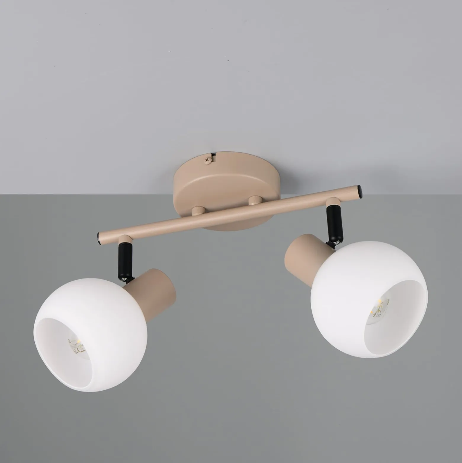 Deckenleuchte Boba, 2-flammig, beige, E14, Metall