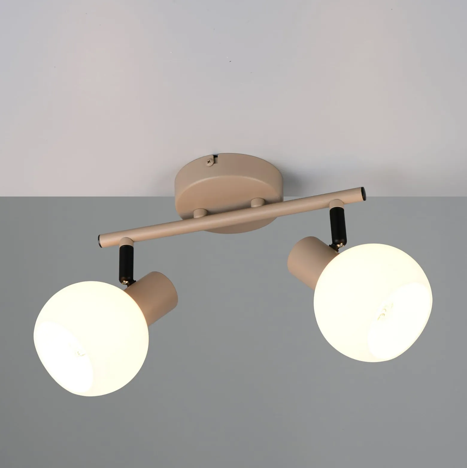 Deckenleuchte Boba, 2-flammig, beige, E14, Metall