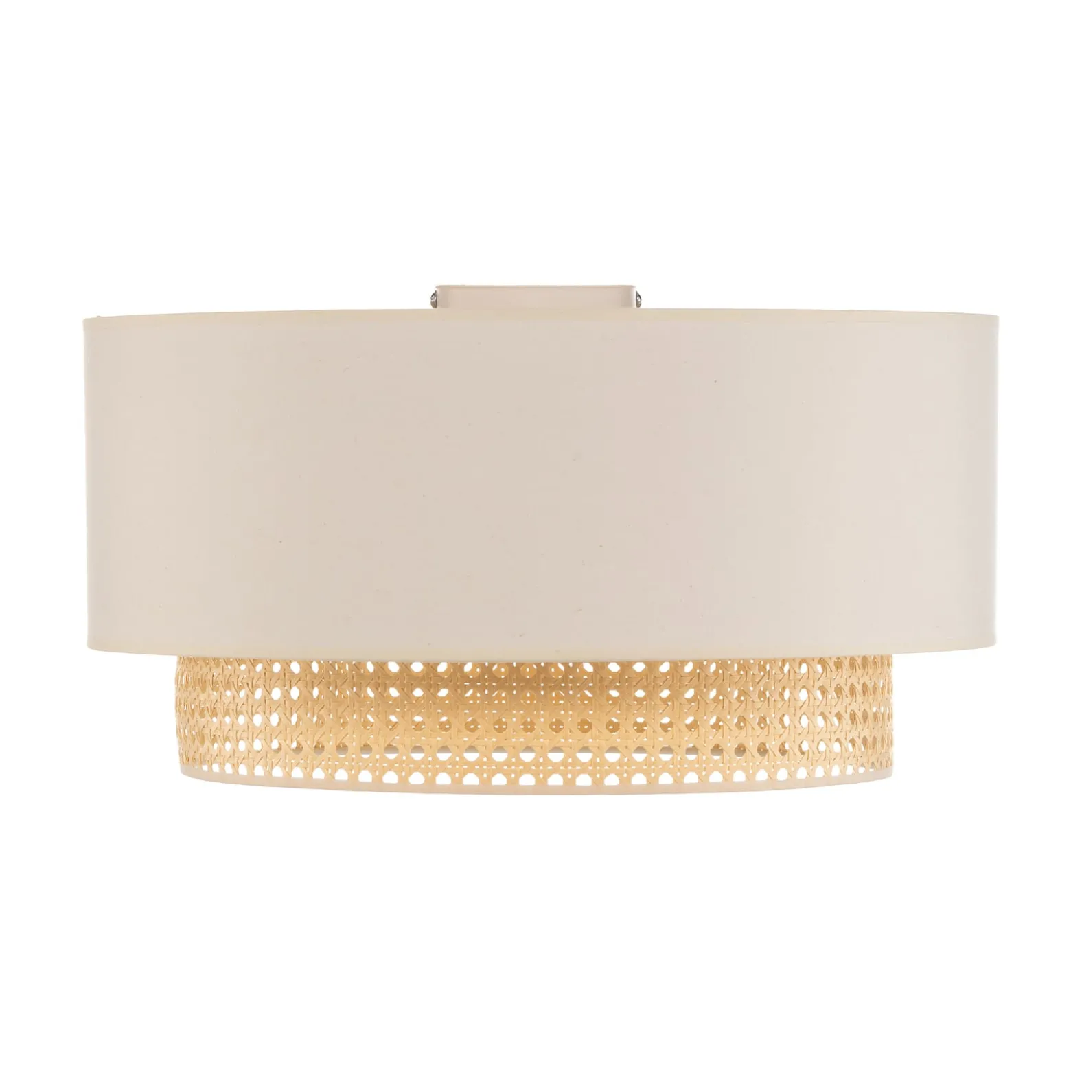 Deckenleuchte Boho, creme/holz, Ø 45 cm, Textil/Rattan